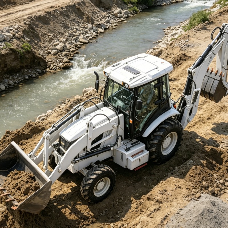 Heavy Equipment Working - รถตักล้อยางตีนตะขาบเกรดอุตสาหกรรม ขับเคลื่อน 4 ล้อ เครื่องจักรงานดิน ระบบไฮดรอลิก