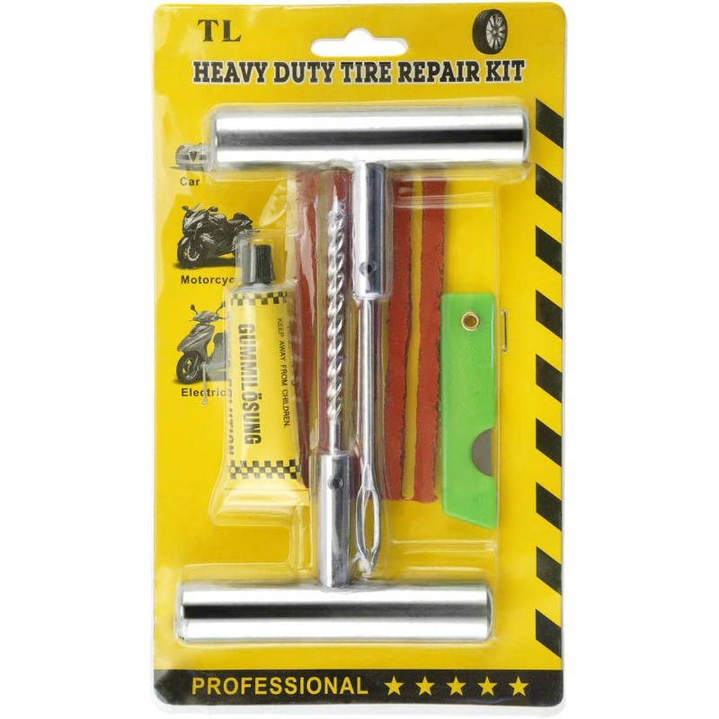 Heavy Equipment Repair - 1 ชุดชุดซ่อมยางพร้อมปลั๊ก Heavy Duty ยางแบนเจาะซ่อมเครื่องมือสําหรับรถยนต์, T-shape