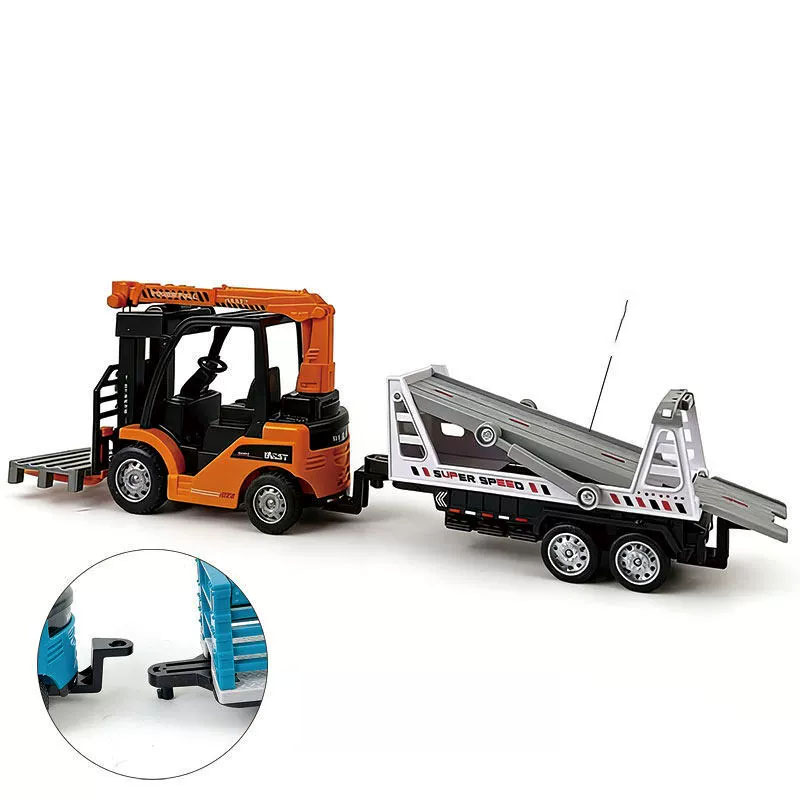 Dump Truck Toy - ของเล่นรถบรรทุกจำลองโลหะผสมแบบ DIY สำหรับเด็ก พร้อมรั้วกั้น รถดั๊มพ์แบบเฉื่อย ของขวัญสุดพิเศษสำหรับเด็กผู้ชาย