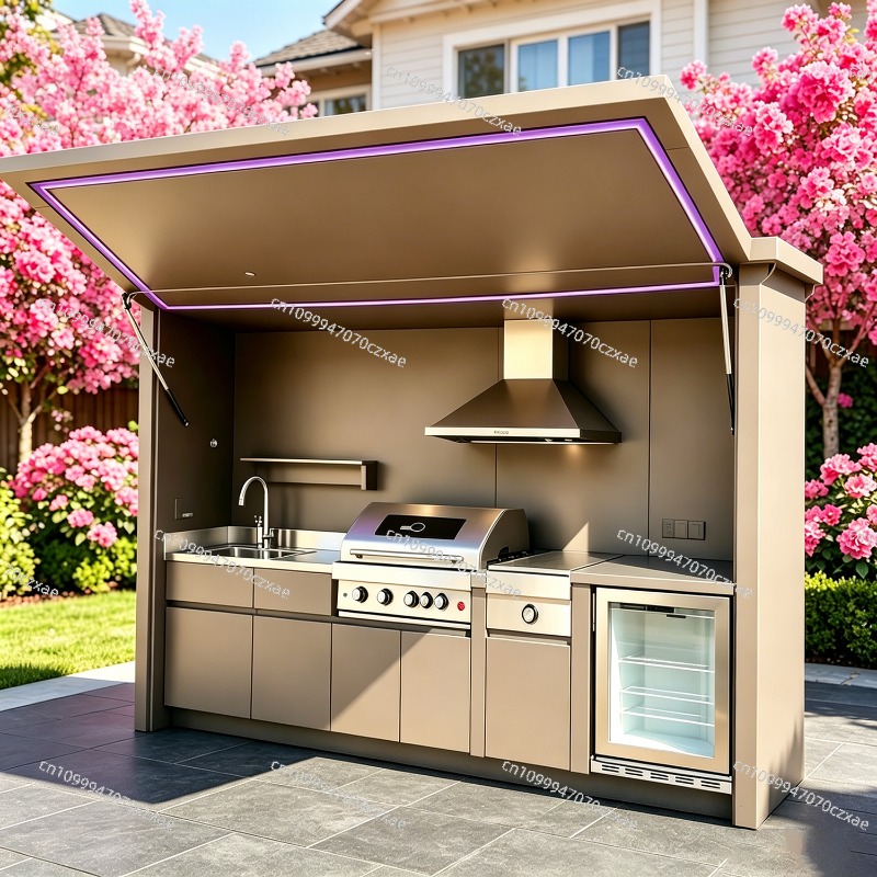 Heavy Equipment Kitchen - ชุดครัวกลางแจ้งสำหรับทุกสภาพอากาศ พร้อมอุปกรณ์ทำอาหารครบครัน ตู้ครัวกลางแจ้งสำหรับสวน ทนทาน ใช้งานได้ทุกวัน