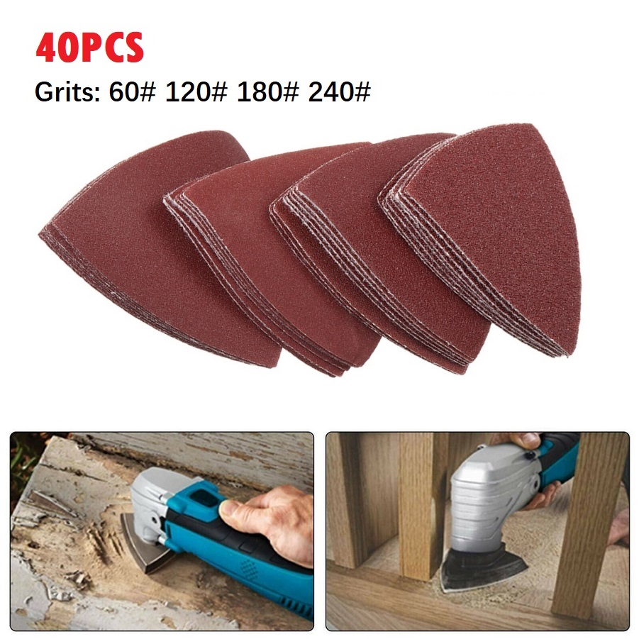 Tools Heavy Equipment - 40pcs 80mm อลูมิเนียมออกไซด์สามเหลี่ยมกระดาษทรายแผ่นขัด 60 120 180