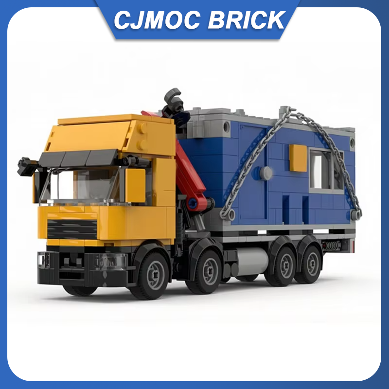 Heavy Equipment Lego - บล็อกประกอบ MOC 8x4 รถบรรทุกติดเครน รถบรรทุกตู้คอนเทนเนอร์ โมเดลประกอบ