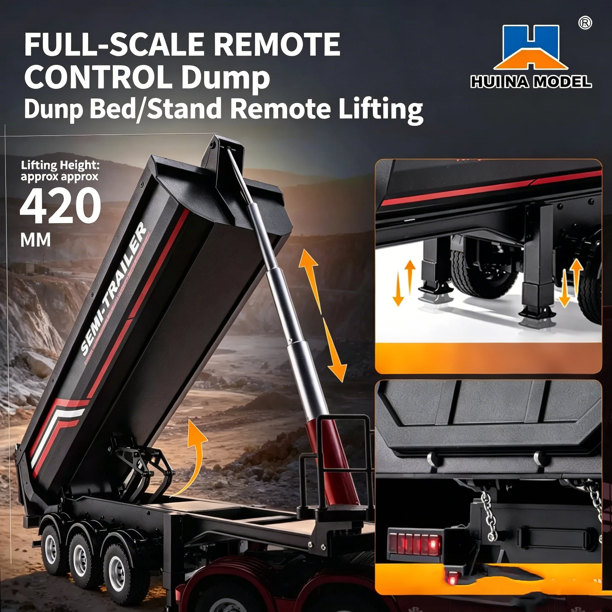 HUINA 1509 1/18 19CH รถพ่วงสำห - Dump Truck Toy บทวิจารณ์และราคา